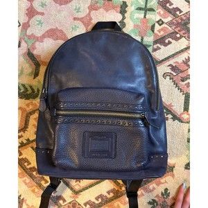 Coach Academy Backpack Leather & Suede with Studs in Midnight